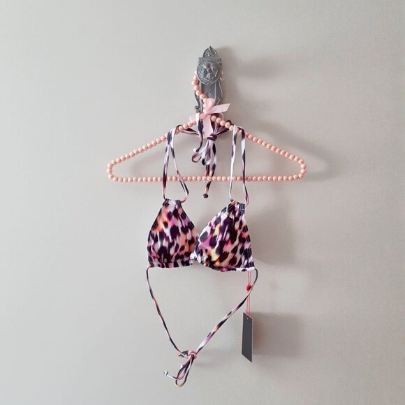 NWT South Beach leopard print triangle bikini top & low rise bottom set, 6 - Picture 9 of 12